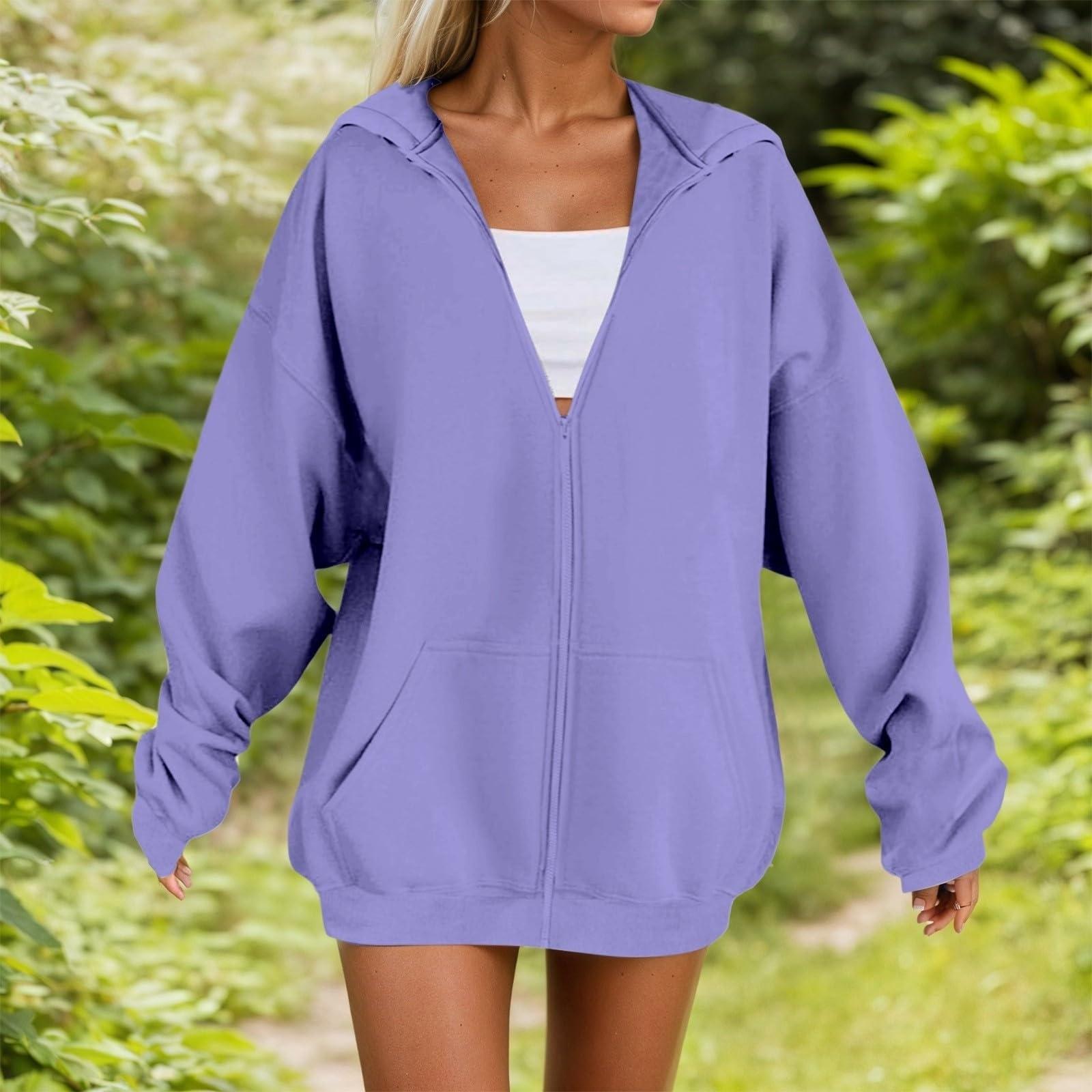 

Женская мода Повседневные толстовки с капюшоном и длинным рукавом однотонные топы XXL фиолетовый