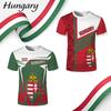Hungary Flag T-Shirt Men's Hungarian National Emblem 3D Print Football Jersey Summer Breathable Quick Dry Sports Casual Tops