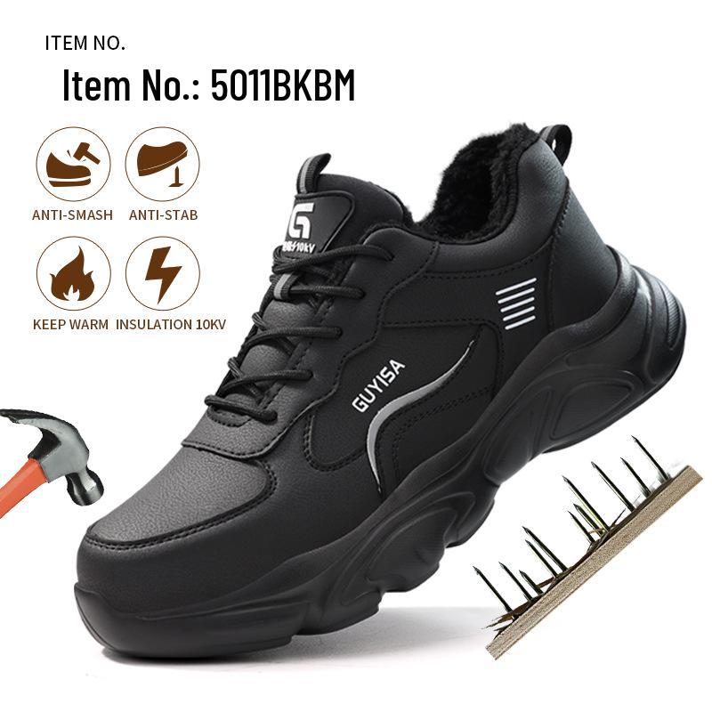 Fleece-Lined Safety Shoes: Lightweight, Anti-Smash, Anti-Puncture, Kevlar Sole for Long Standing Comfort