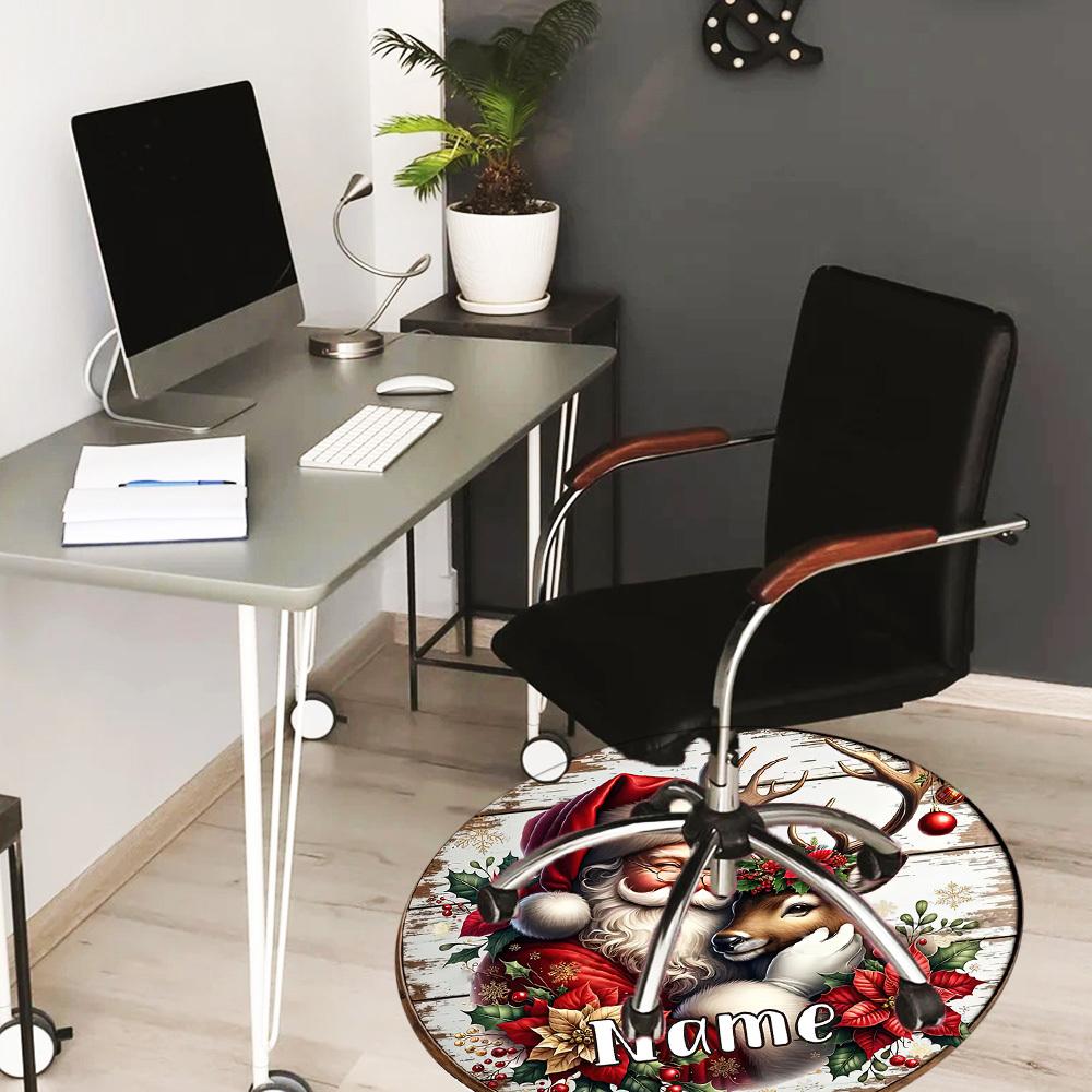 Fashion Customize Your Name Christmas Santa Claus Rug Nonslip Carpet Office Chair Mat Design For Home Gift Give To Relatives And Friends Living Room