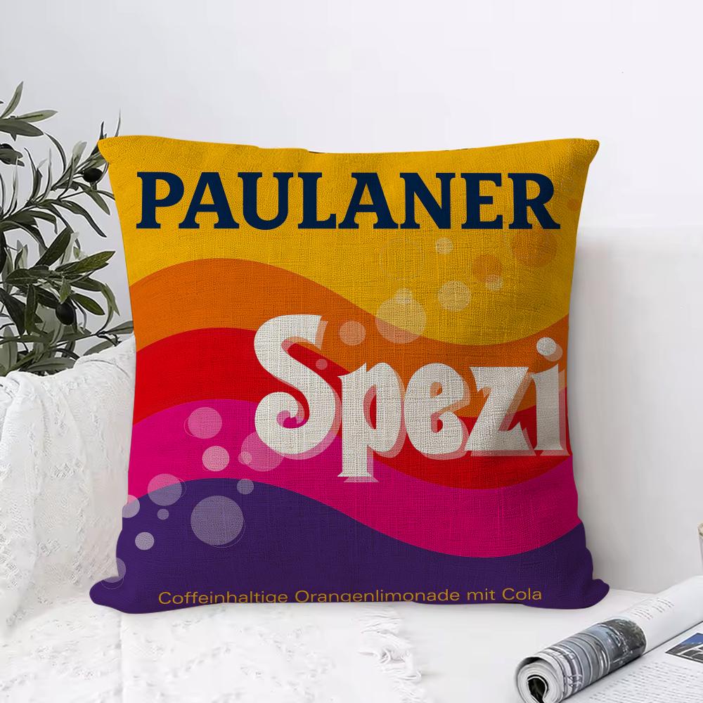 P-Paulaner Spezi Logo Kissenbezug Atmungsaktiver Leinen-Kissenbezug Hautfreundlich Heimdekoration Kissenhülle Mit Verdecktem Reißverschluss