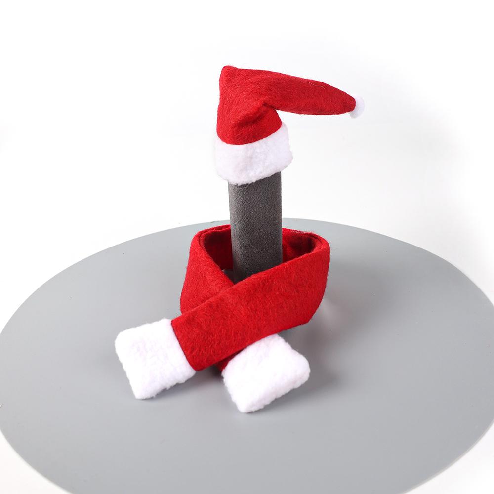 

Christmas Wine Bottle Cover Knit Hat and Scarf Set Snowman Mini Wine Xmas Bottle Cover Bag Santa Suits Xmas Sweater Party Favors 1 set красный