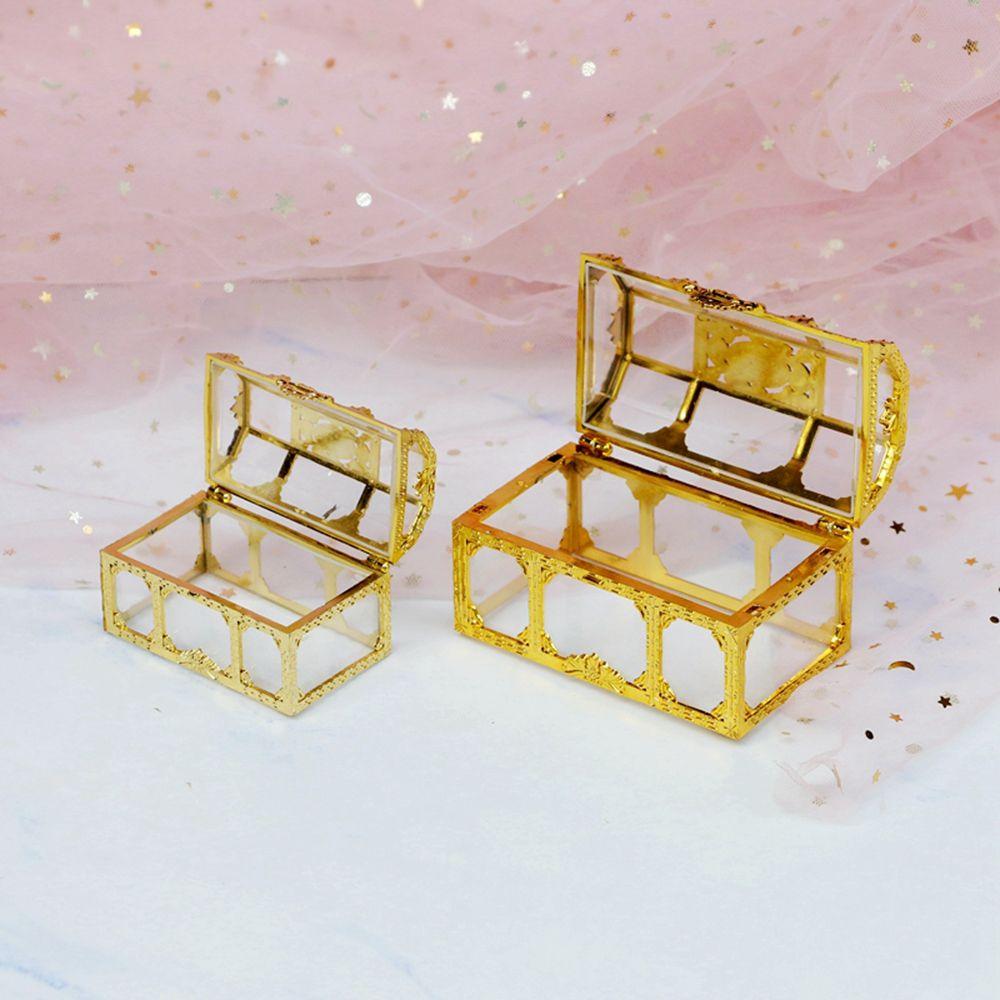 Wedding Plastic Transparent Crystal Gem Souvenir Candy Box Jewelry Storage Pirate Treasure Chest