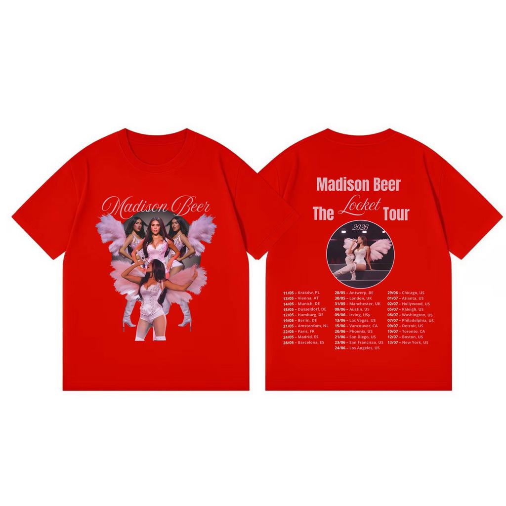 Madison Beer The Locket Tour 2026 T Shirts Men Women Fashion Y2k Aesthetic Tshirt Summer Casual Cotton Short Sleeve Tshirts