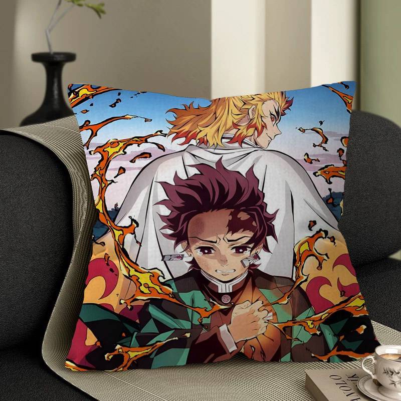 

Kimetsu No Yaiba Office Cushion Pillowcase Car Cushion Cover45X45CM Lumbar Pillowcase Sofa Pillowcover 12x12Inch
