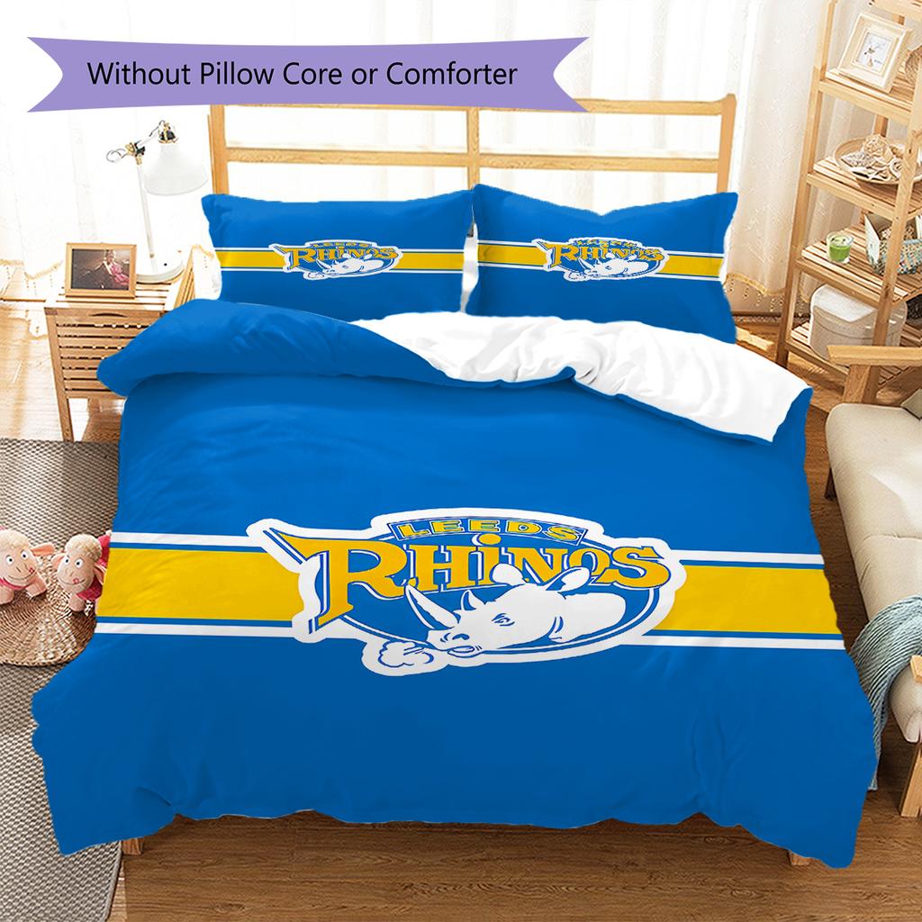 Povlečení s motivem Leeds Rhinos, Sada přikrývek Potah na přikrývku Povlak na polštář Domácí dárek k narozeninám (1 * povlak na peřinu + 2 * povlak na polštář, bez jádra)
