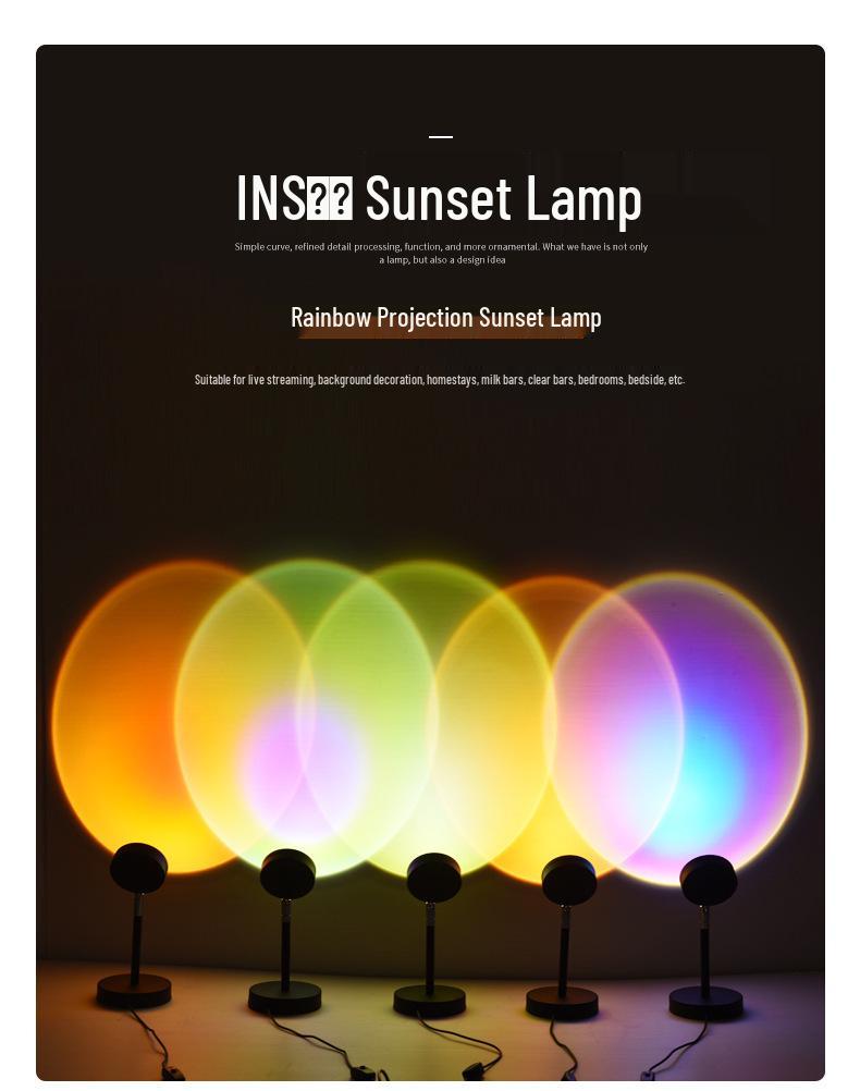 Lámpara de Proyección de Atardecer RGB - Iluminación Ambiental de Fondo para Sesiones de Fotos