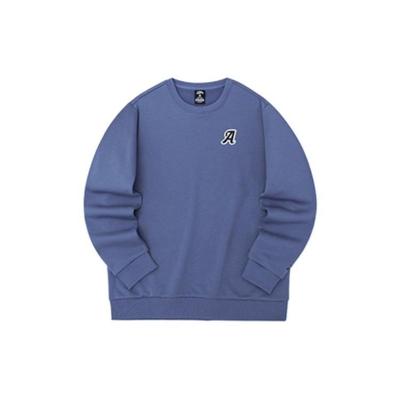 Anta Lifestylová séria Jednofarebná Mikina s potlačou písmen S okrúhlym výstrihom Fleecová s dlhým rukávom Unisex Mikina Modrá 952238752-1