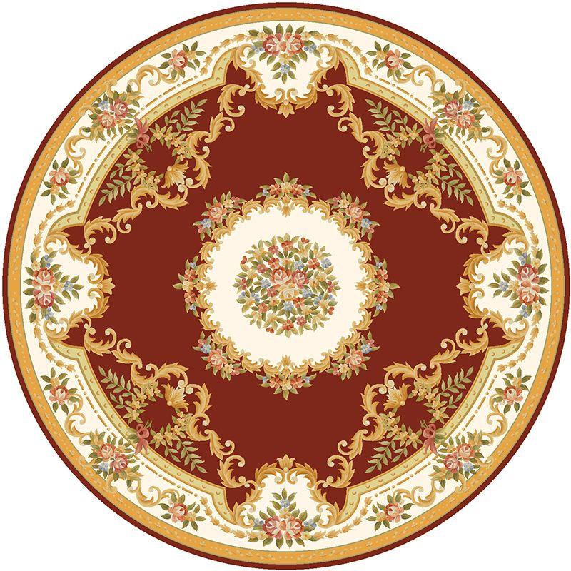 European Style Luxury Round Carpet Non-slip Flower Pattern Bed Room Computer Chair Mat Living Room Decoration Washable Rug