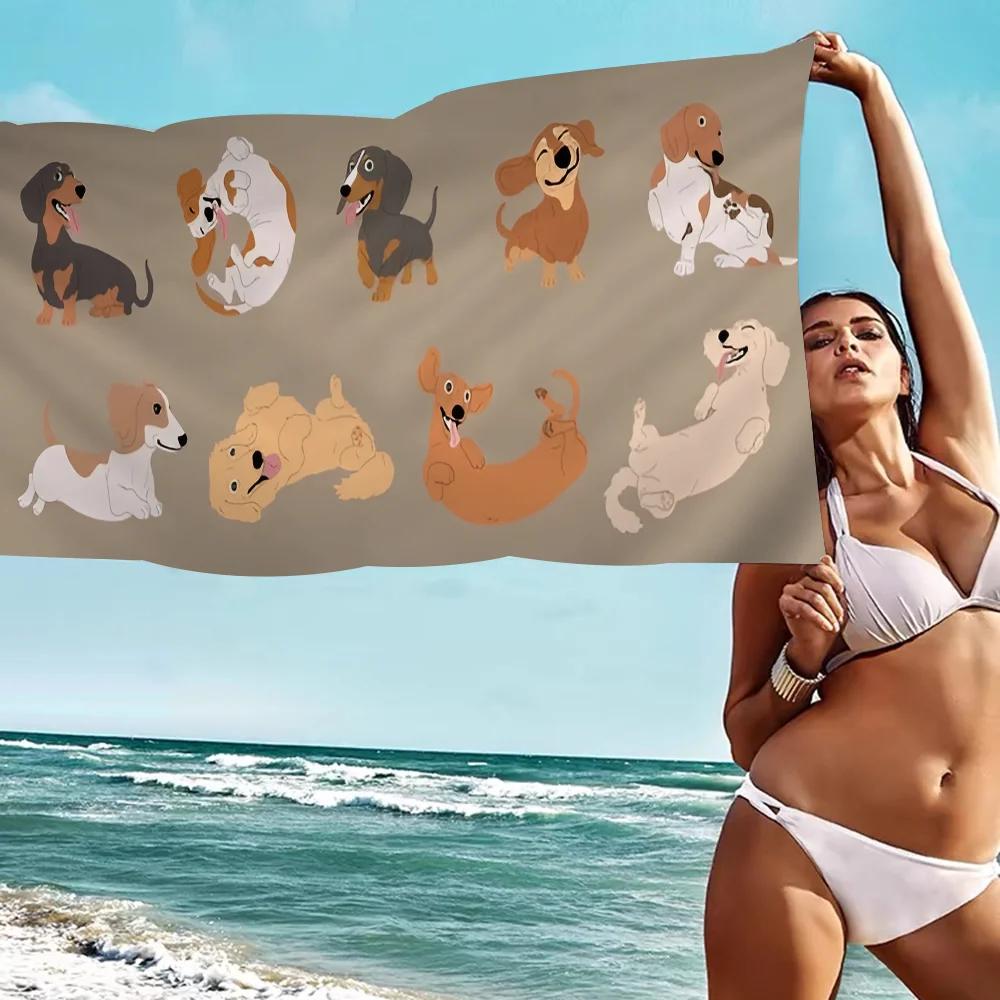 Dachshunds Anime Beach Swimming Towel Soft Absorbent Washcloth Children's Gifts for Kids Travel Camping Gym