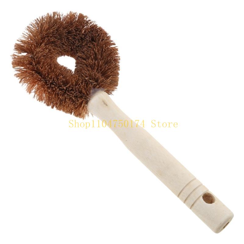 Kitchen Wooden Handle Long Cleaning Brush Dish Bottle Washing Tool Coconut Fiber Pan Pot Scrubber for Bathroom Toilet top sale