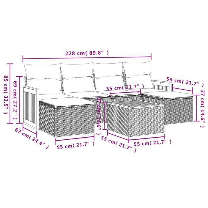 VidaXL Garden Lounge Set with Cushions 7 Pcs, Patio Sofas, Patio Furniture Set, Outdoor Furniture, Grey 3227908