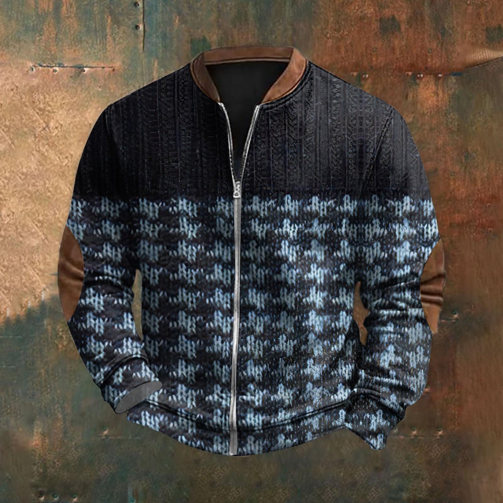 

Мужская повседневная спортивная одежда в стиле ретро с открытой молнией, толстовка, куртка S синий