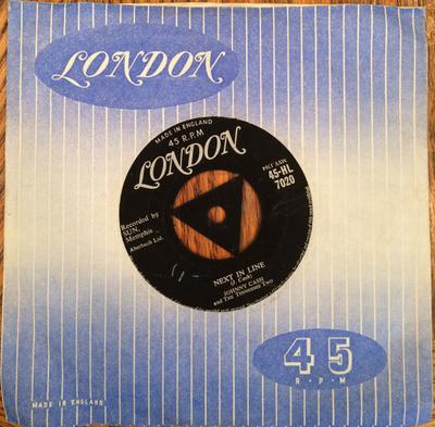7inch Record JOHNNY CASH & THE TENNESSEE TWO - Next In Line/Don't Make Me Go 45HL7020 London Records 1957 UK Folk Used