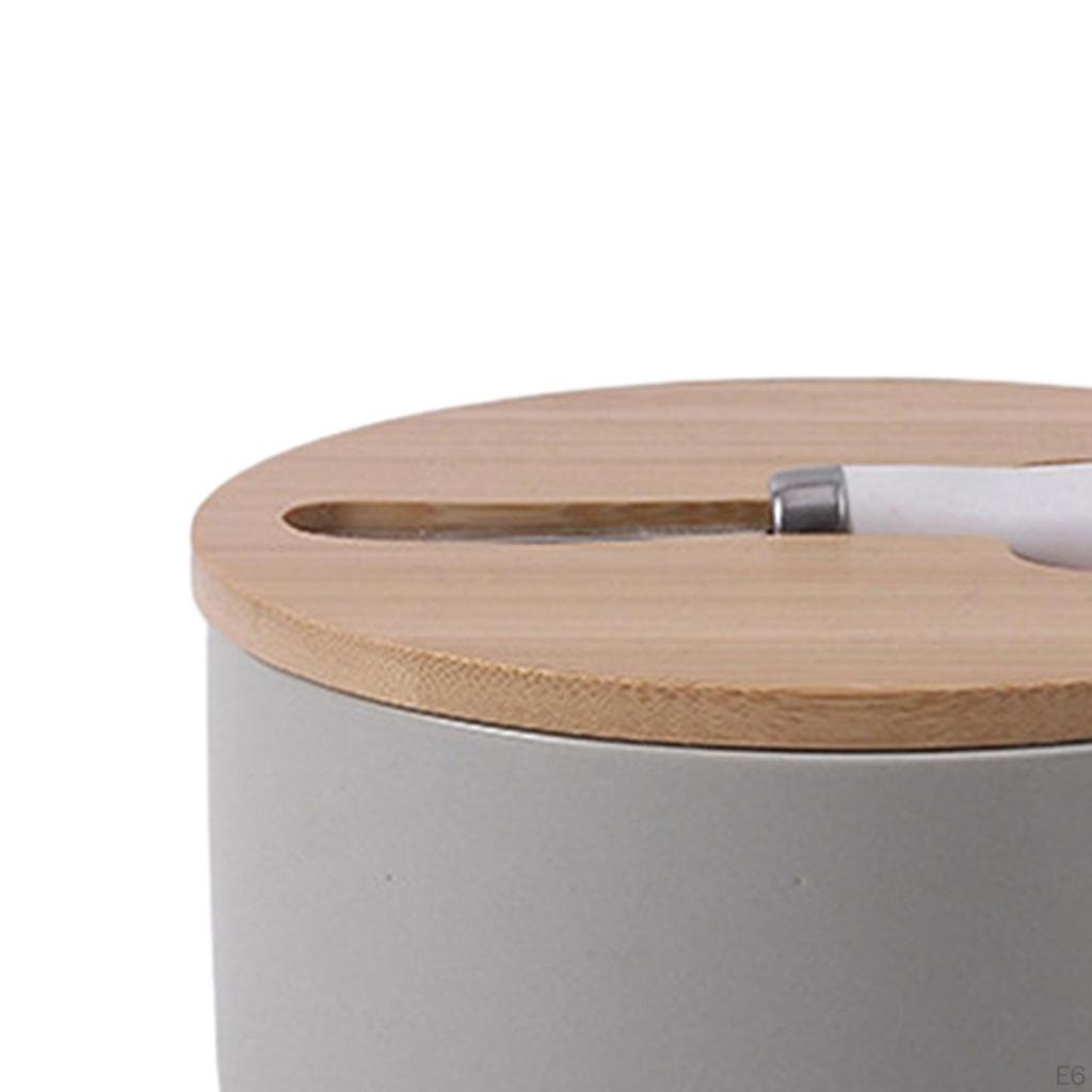 Butter Dish with Lid and Knife for Countertop, Round Ceramic Butterdish, Cheese Holder, Counter