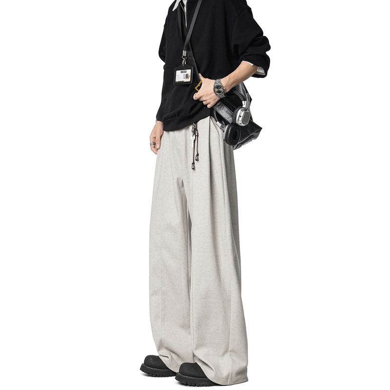 Dream Made Old Money Style Woolen Trousers for Men, Autumn and Winter Thickened Straight-Leg Wide-Leg Pants, Casual Pants for Boys