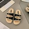 [Uncle Shoes] Birkenstock's New 2025 Going Out, Fluffy Cotton Slippers, Thick-soled Fluffy Slippers, Women's Outer Wear Retro Home