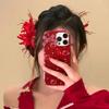 Red Shore Flower Hair Clip New Tassel Design Chinese Ancient Style Elegant Duckbill Clip Women's Side Bangs Clip Hair Accessory
