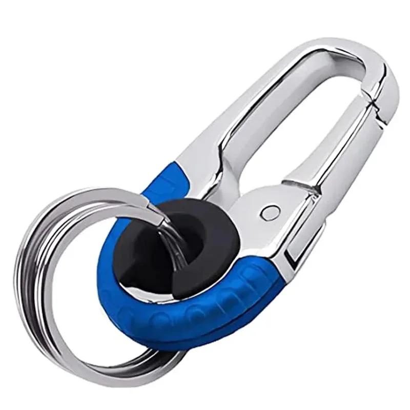 Men's Keychain Hook Stainless Steel Buckle Outdoor Carabiner Climbing Tool Double Ring Fishing Hook Key Ring Car Accessories