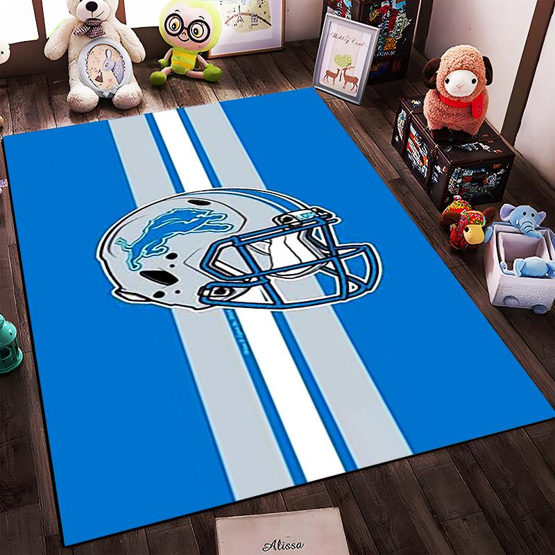 Detroit Lions Football Helmet Design Rug Non-slip rug suitable for living room and bedroom sofas.