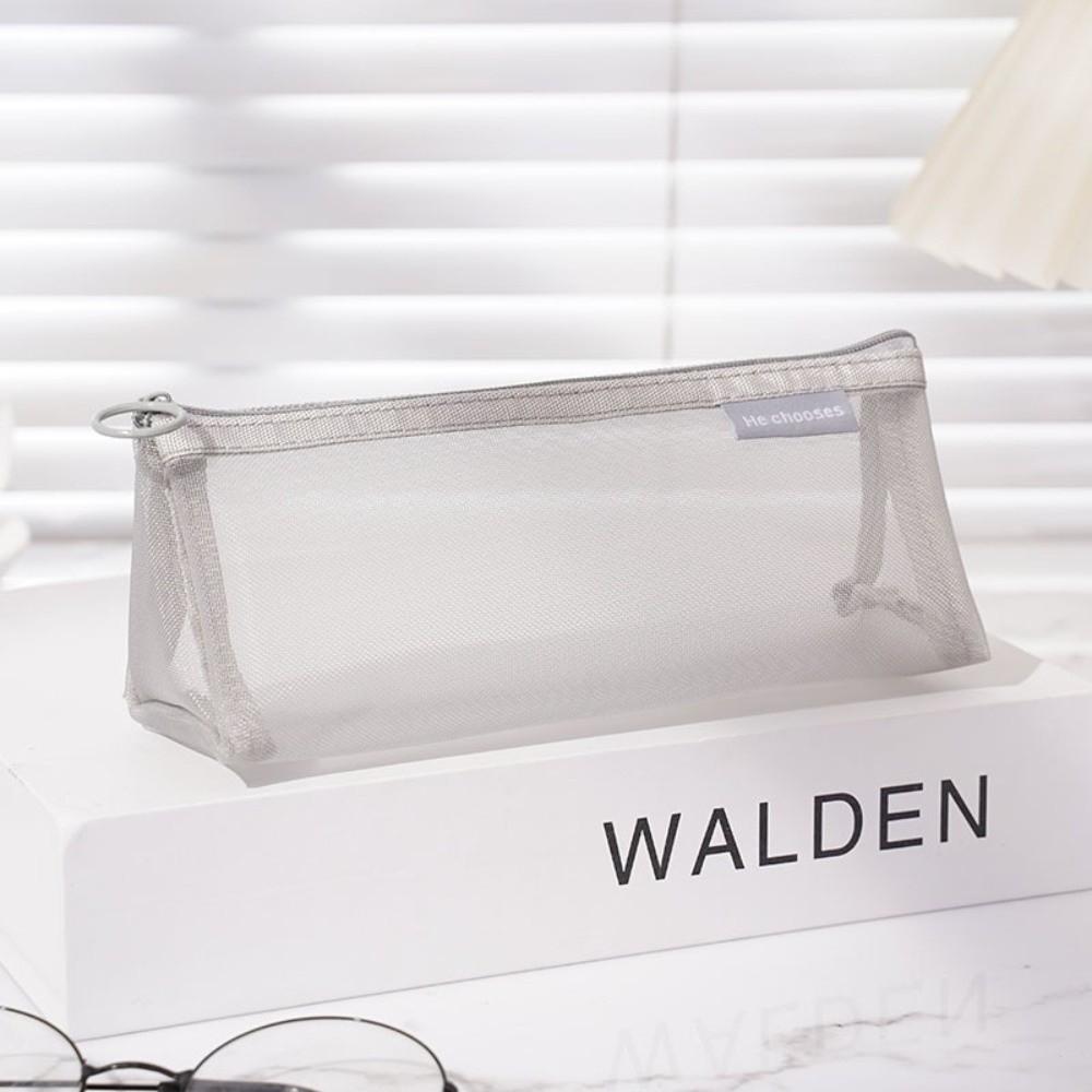 Nylon Mesh Pencil Case Solid Color Storage Bag Stylish Cosmetic Bag  Student