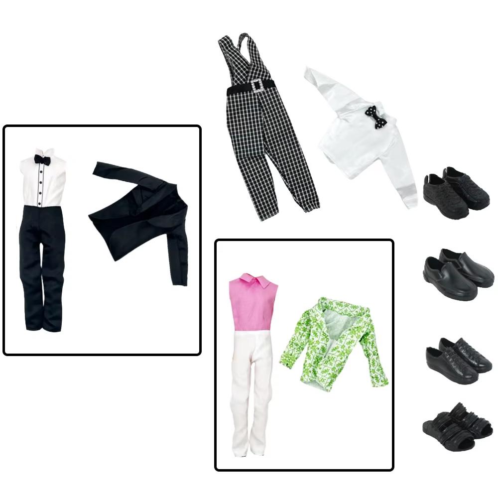 3 Sets Doll Clothing And Accessories Handmade Formal Business Suit Tuxedo Groom Clothes for 30cm/12in Ken Dolls Toys for Kids