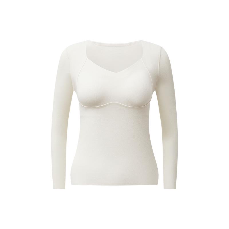 

Женский зимний бюстгальтер из молочного шелка плотностью 75D: Теплый, плотный, с длинными рукавами, с нагрудными накладками, антибактериальный, согревающий, быстросохнущий, не оставляющий следов. L (105-125 cm)