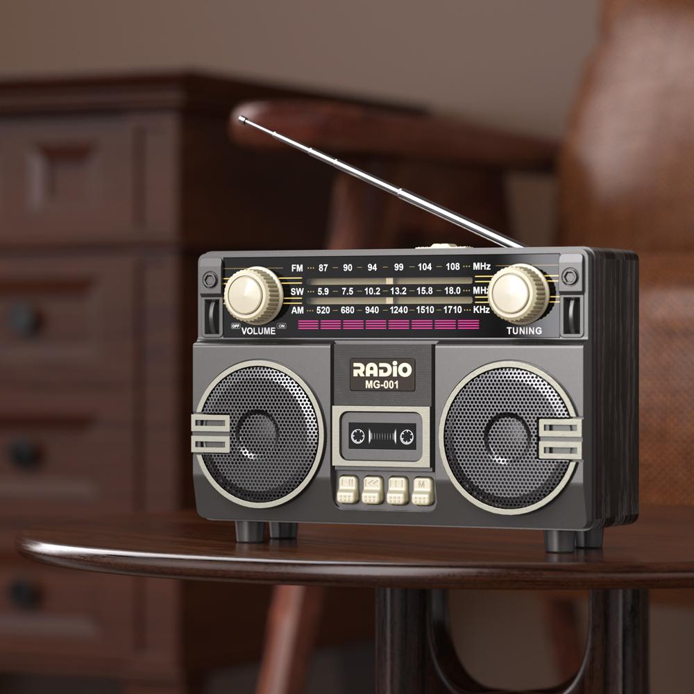 Retro Solární Rádio FM AM SW Přenosný Přijímač Bluetooth 5.3 Reproduktor MP3 Přehrávač Hudby Podpora USB TF Karta Nabíjení Typu C