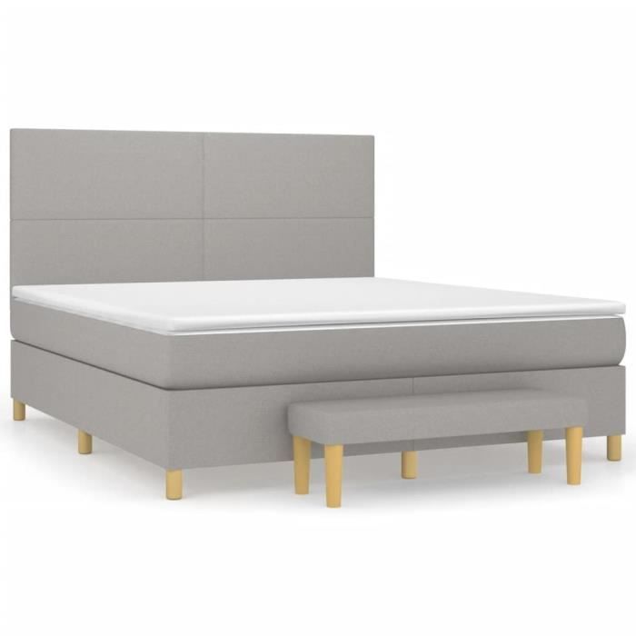 VidaXL Lit à sommier tapissier avec matelas Gris clair 180x200cm Tissu - Modèle 3137013