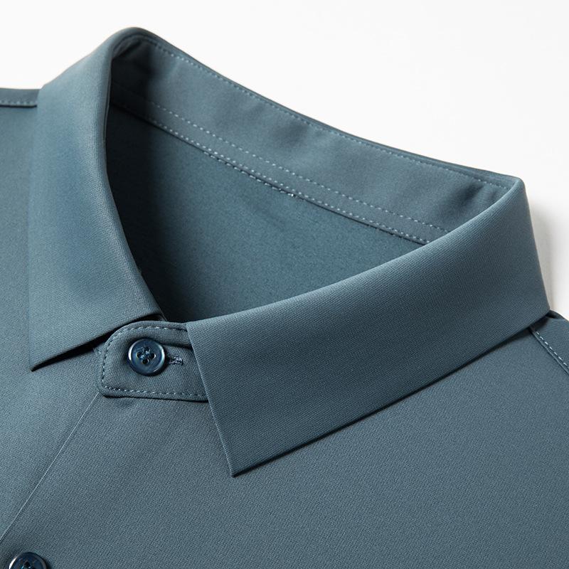 New Autumn Clothing for Young and Middle-aged Men, Long-sleeved Shirts, Business Casual Thin Ice Silk Wool Loose Shirts for Dads