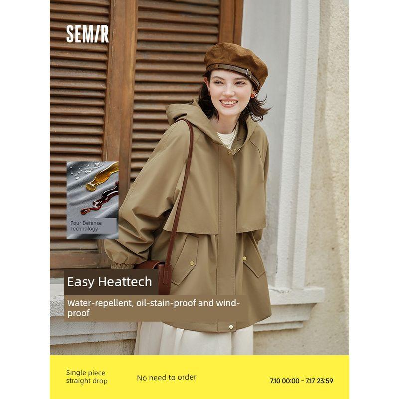 

Защитная верхняя одежда | Senma Верхняя одежда Женская средней длины Длинная длина Рукав реглан Трехслойная Осенняя Ветрозащитная Капюшон Одежда Свободная и Простая Shallow khakis 50375 155/80A/S