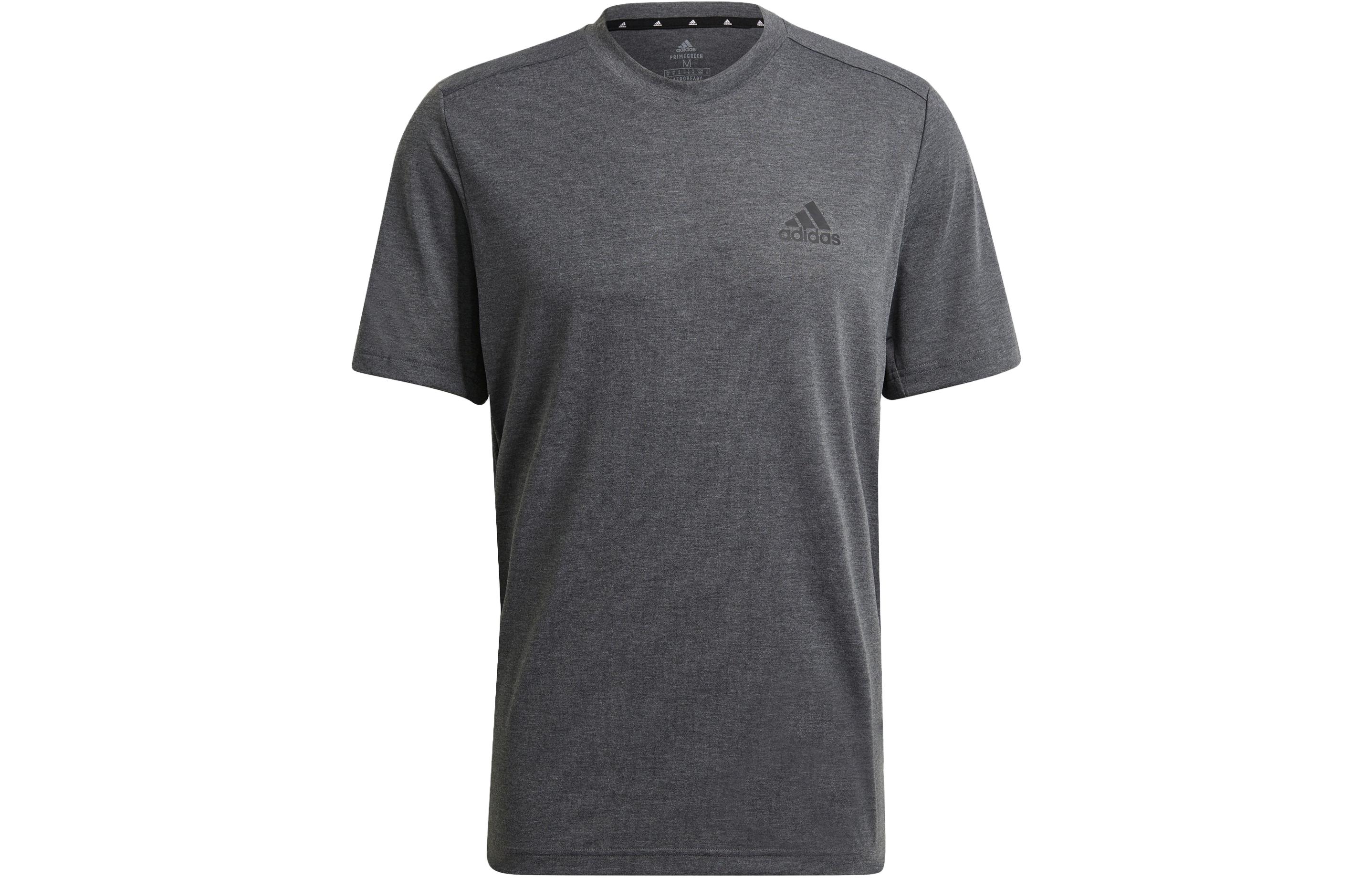 Adidas AEROREADY T Shirts Men s Dark Heather Gray Crew Neck Moderate Straight Fit GT5554 L