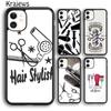 Krajews Scissors and Combs Barber Shop Hair Stylist Phone Case For iPhone 17 Air 16 15 14 Plus 11 12 13 Pro Max Fundas