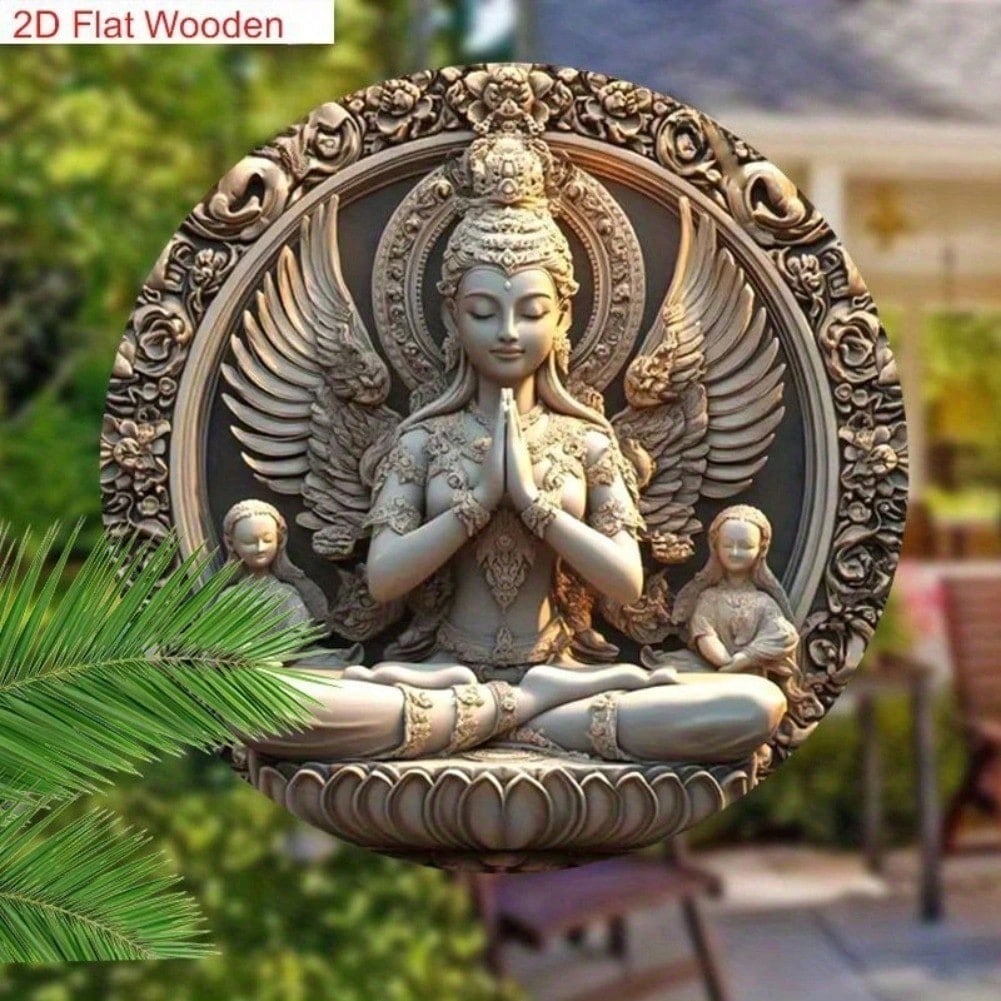 

Buddha Aluminum Metal Wall Art 2D Hand Carved Flat Sign Spiritual Home Office Decor 20x20 різнокольоровий