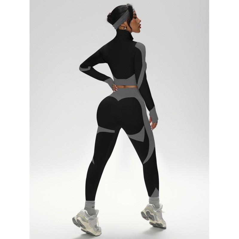 JYL Seamless Quick Dry Long Sleeve Pants Plus Size Yoga Set