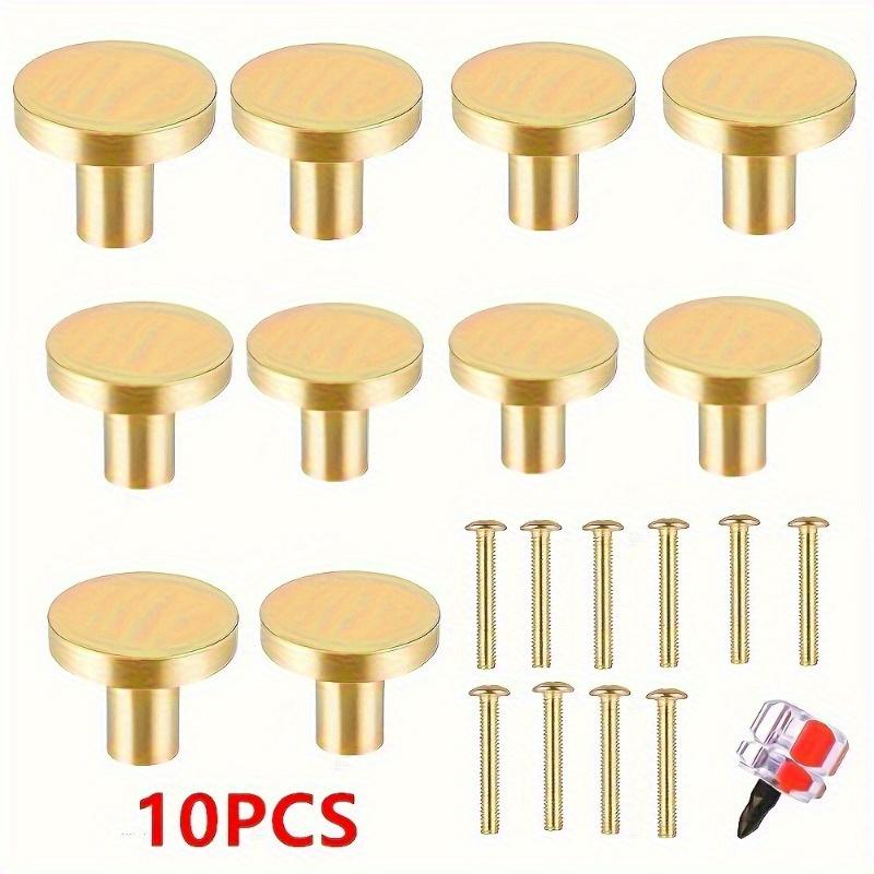 10 ks Zlatě leštěné kovové knoflíky na zásuvky, 20x25mm - Odolné rukojeti s jedním otvorem pro skříňky, šatní skříně a komody, včetně šroubů