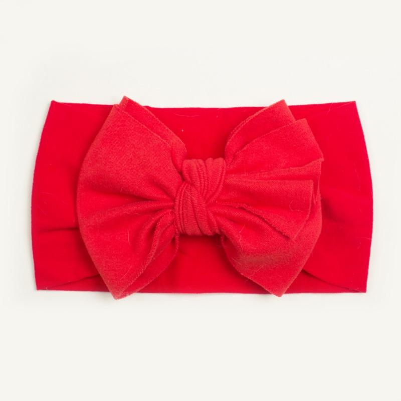 Spring thin baby plain bow headscarf, children's soft and comfortable nylon headband, baby headband