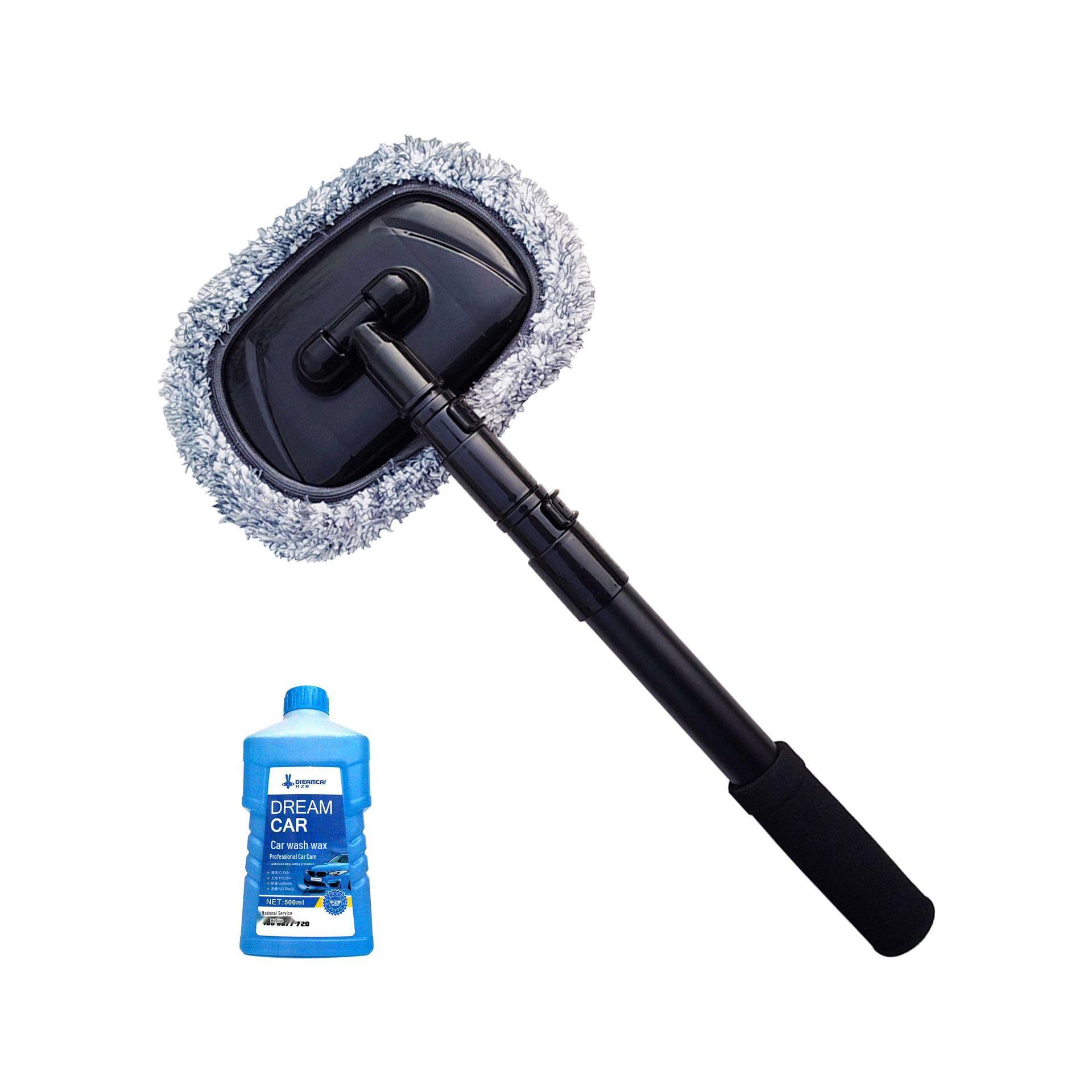 Telescopic Car Wash Mop with Bendable Aluminum Alloy Rod and Arched Brush