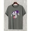 [Funny Cartoon Graphic Tee] Trendy Cartoon Graphic Print T-shirt - Men's Casual Funny Round Neck Tee For Summer