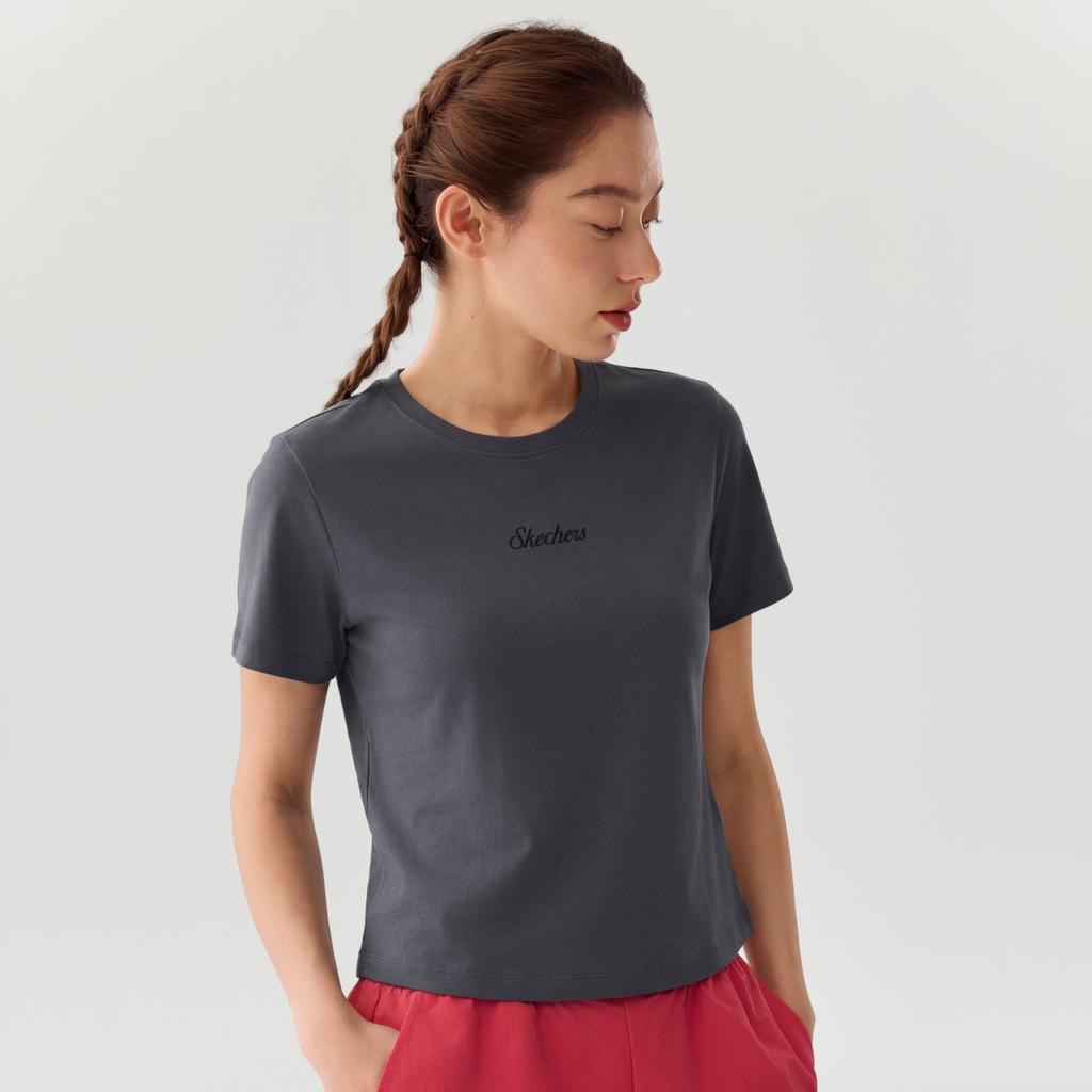 Skechers Solid Slim Fit Moisture-Wicking T-Shirt Women tops L226W123-026R