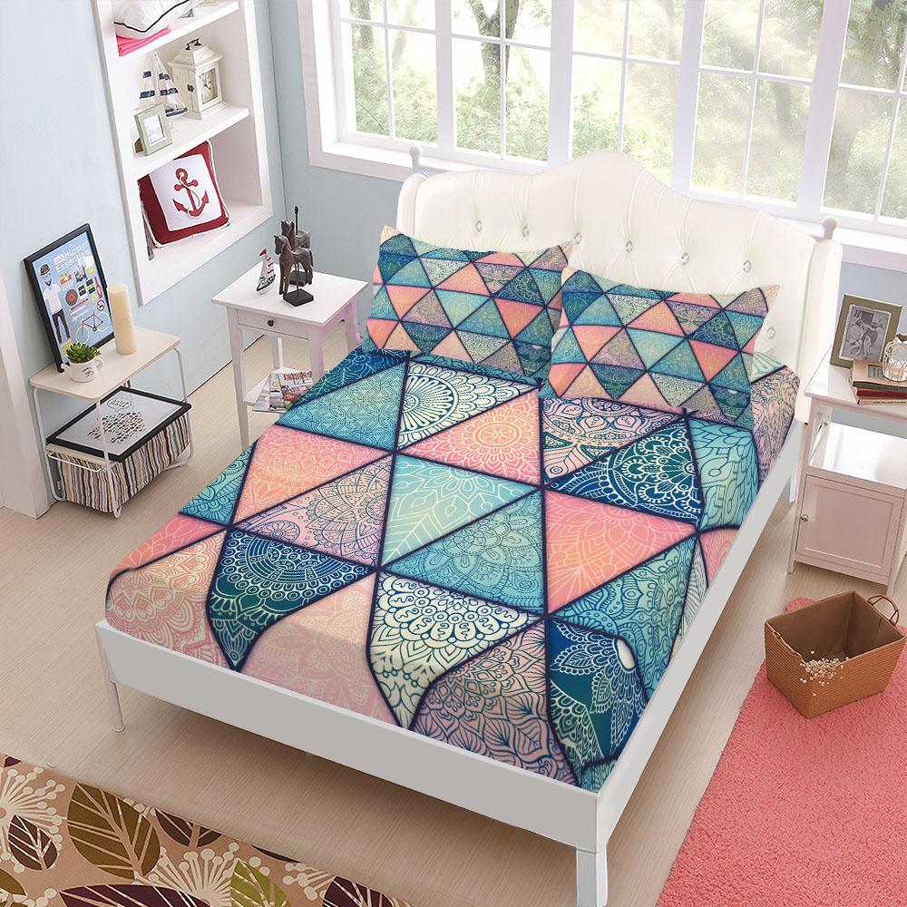 Ethnic Bohemian Fitted Sheet Set King Queen Double Full Size Bed Linen Set 25cm Deep