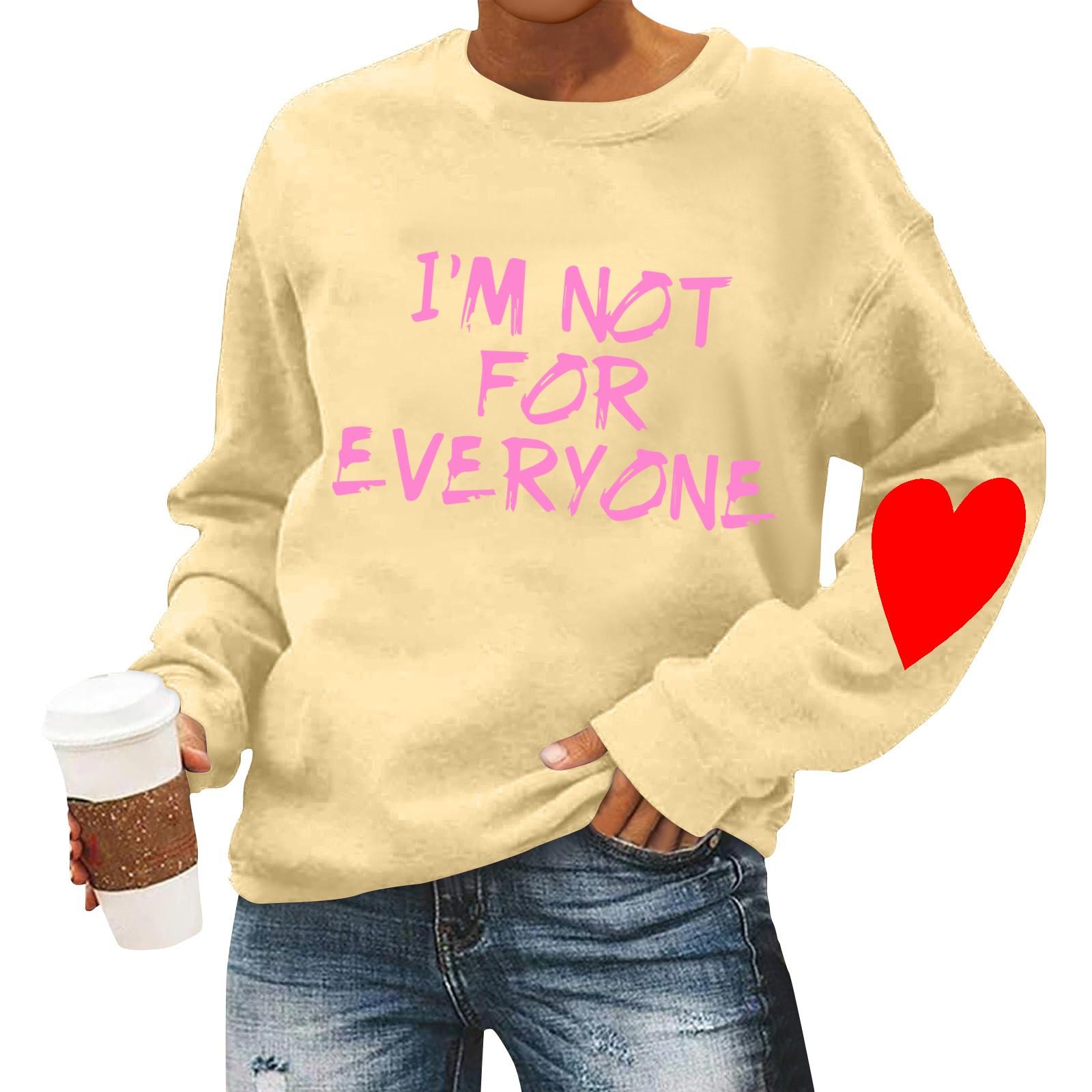 

Женская повседневная мода ко Дню святого Валентина с принтом, длинным рукавом, круглым вырезом, толстовки, пуловеры, топы S бежевый