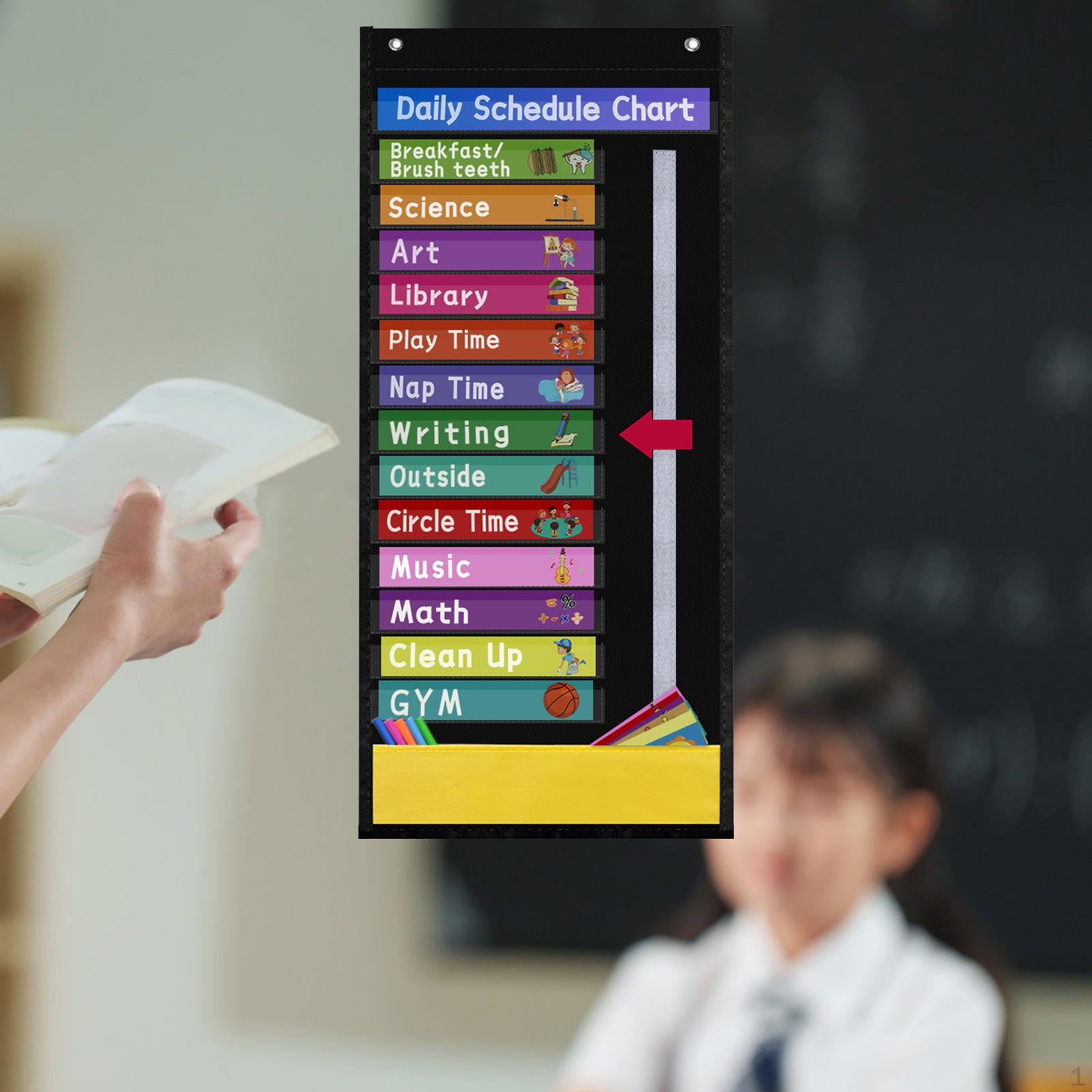 Daily Classroom Calendar Scheduling Pocket Chart with Schedule for Preschool