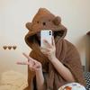 2024 Cute Cartoon Bear Hooded Shawl Blanket - Cozy and Thick for Women