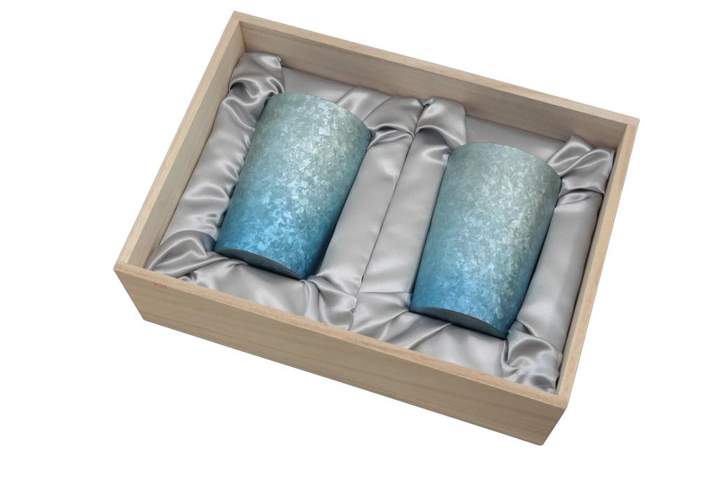 HORIE Made in Niigata Prefecture Titanium Double Tumbler Kiln Light 270cc Gradient Blue Set of 2 T09KM270GBSET Tsubame,