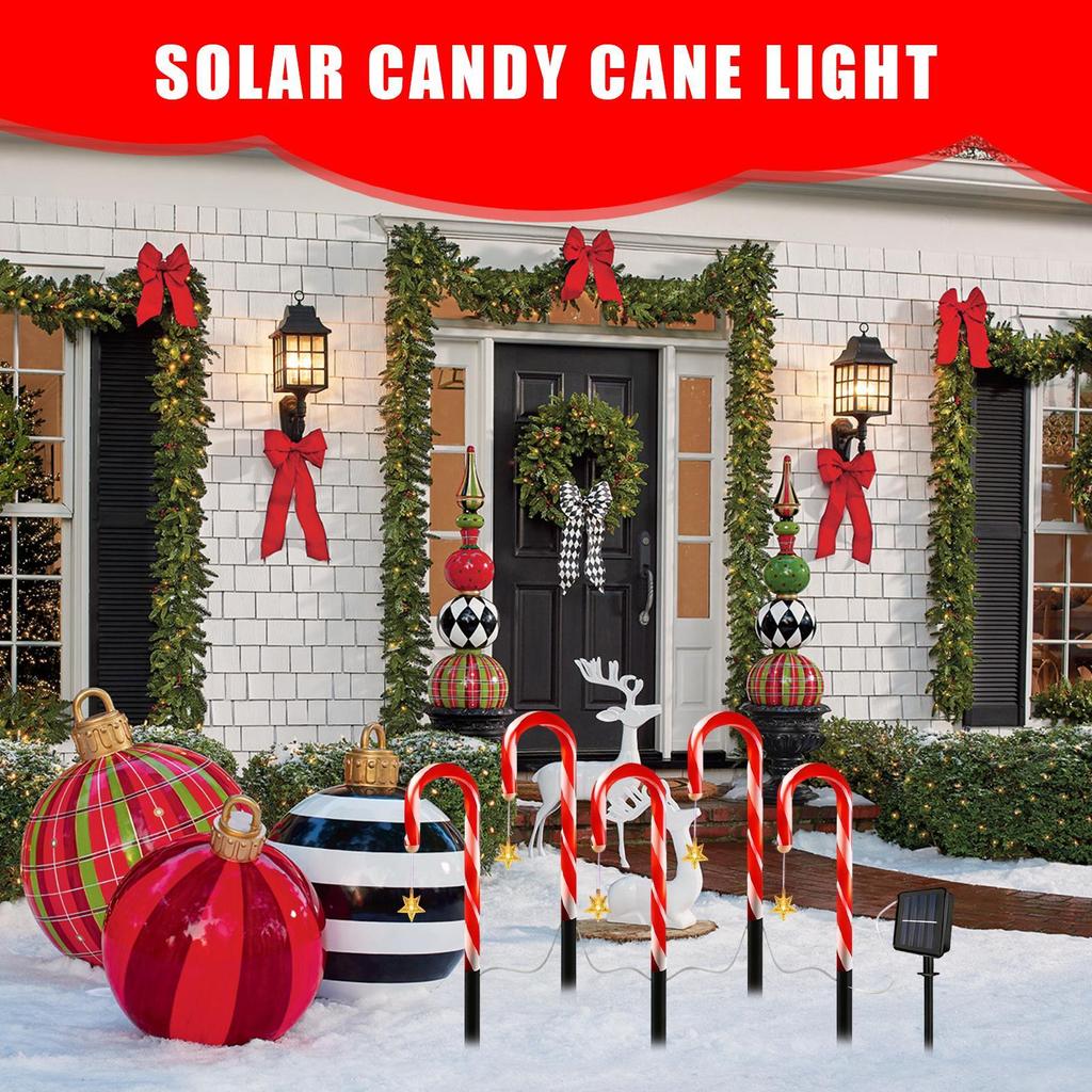 Solar Candy Cane Lights 8-Mode 1200mAh Waterproof Solar Candy Cane Lights Christmas Decor for Pathway Patio Yard Backyard Porch