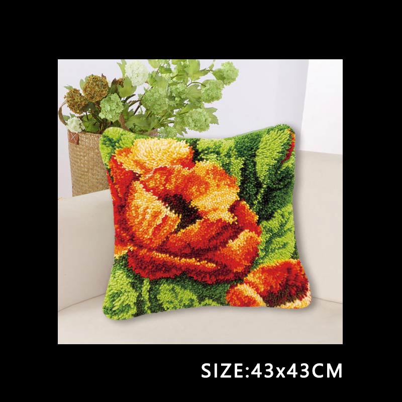 DIY Carpet Embroidery Latch Hook Kit Plant Series Segment Embroidery Pillow Flowers Grass Coarse Wool Cross Stitch 3D Latch Hook