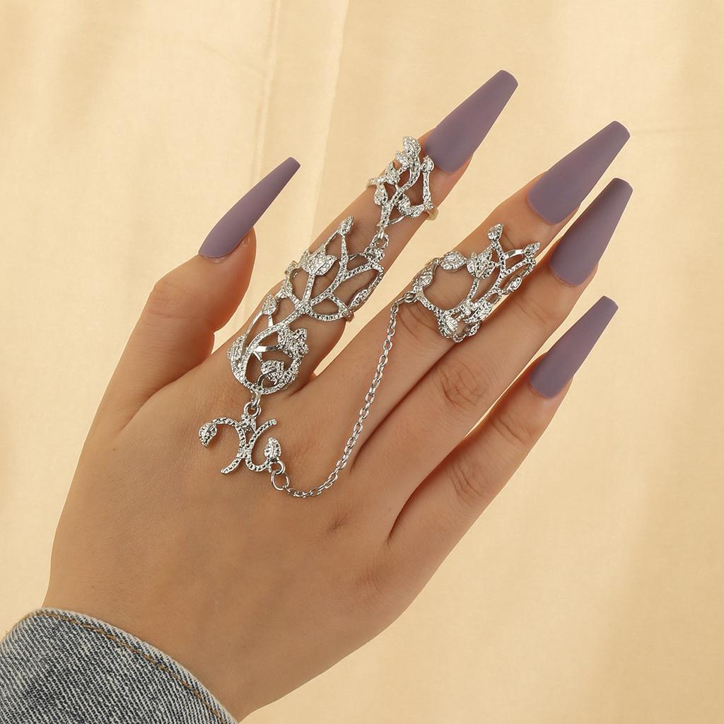 One-Piece Personalized Ring Rose Rhinestone Diamond Set Hollow One-Piece Jewelry Adjustable Ring Ebay Ring