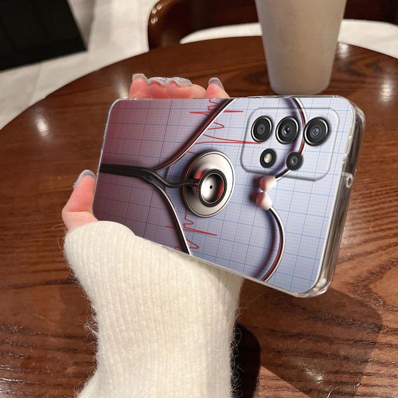 Nurse Medical Medicine Clear Phone Case For Samsung Galaxy A56 A57 A37 A55 A54 A36 A35 A26 A25 A16 A17 A07 A52 A34 A73 A53 Cover
