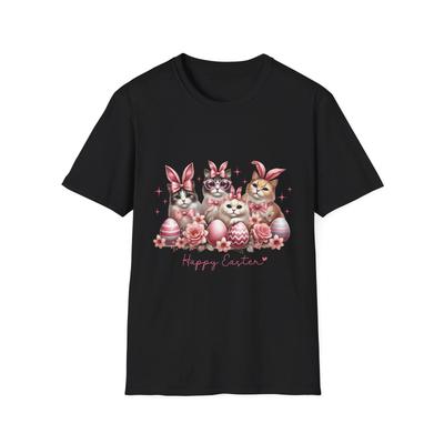 Osterkatzen T-Shirt, Süßes Frühlings-Tee, Kaninchen Grafik Shirt, Haustierliebhaber Geschenk,
